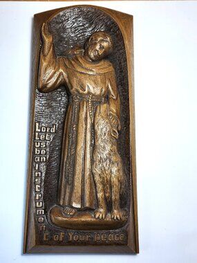 Karl Rothammer St Francis 1975 Holy Year Jubilee Relief Plaque Wolf of Gubbio